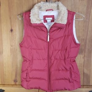 Maurices Womens Down Puffer Vest Faux Fur Collar